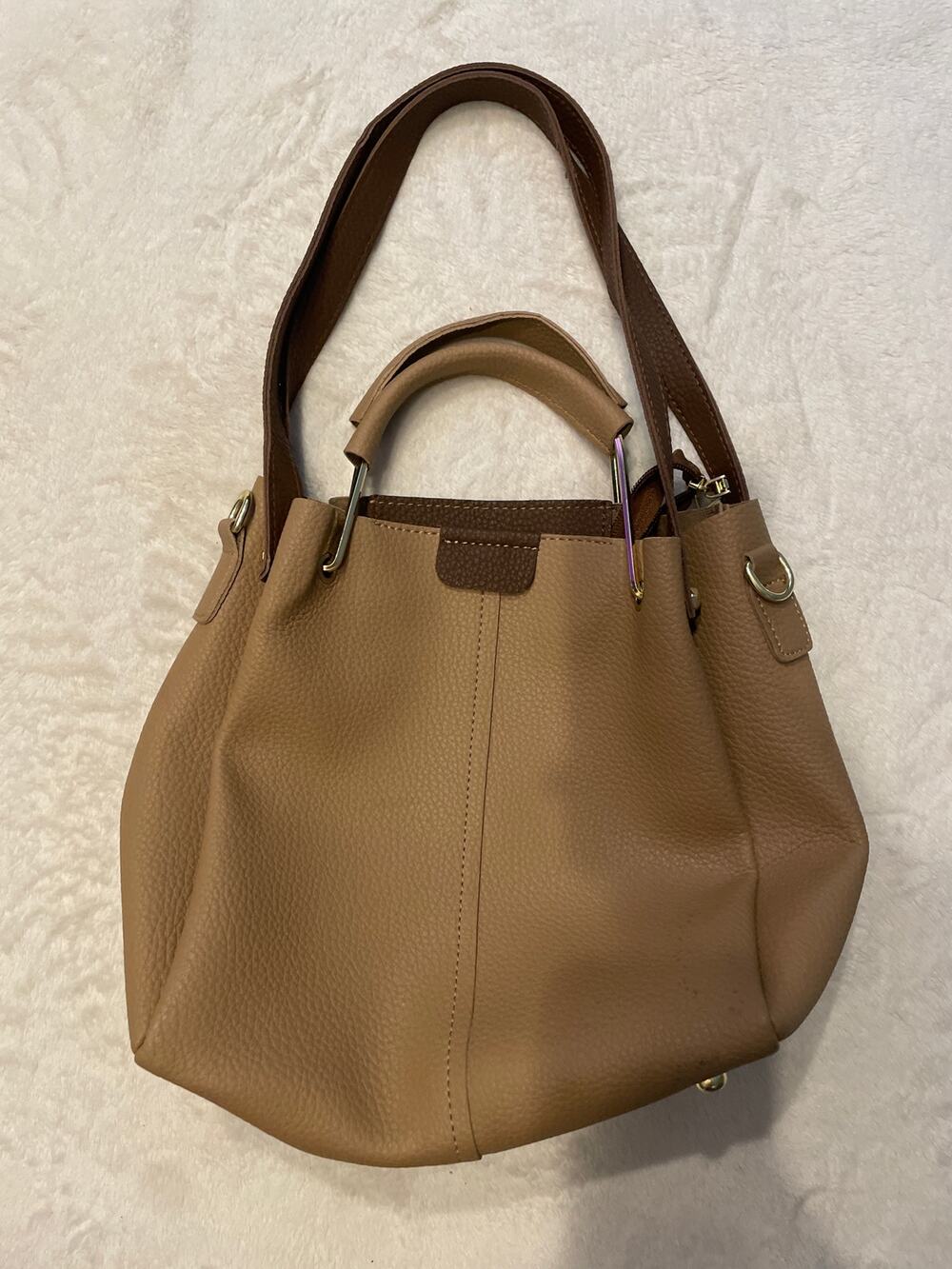 UNBRANDED Women's Basic Handbag Shoulder Bag 2-way Gold Hardware Medium